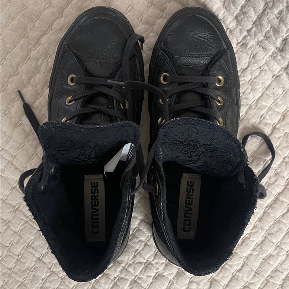 Black leather Converse High-top Women’s 8 - Picture 3 of 8